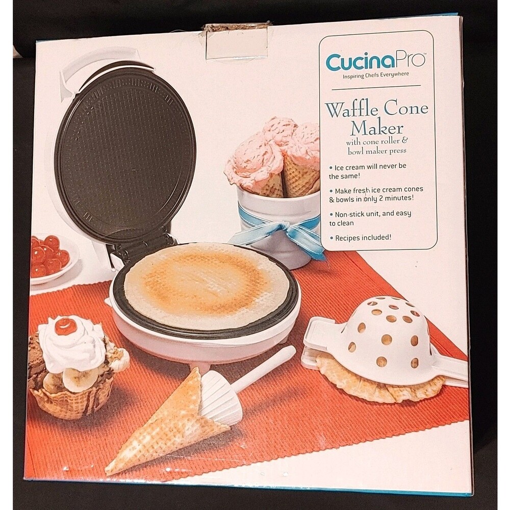 CucinaPro Waffle Cone and Bowl Maker 1750 NEW, OPEN BOX